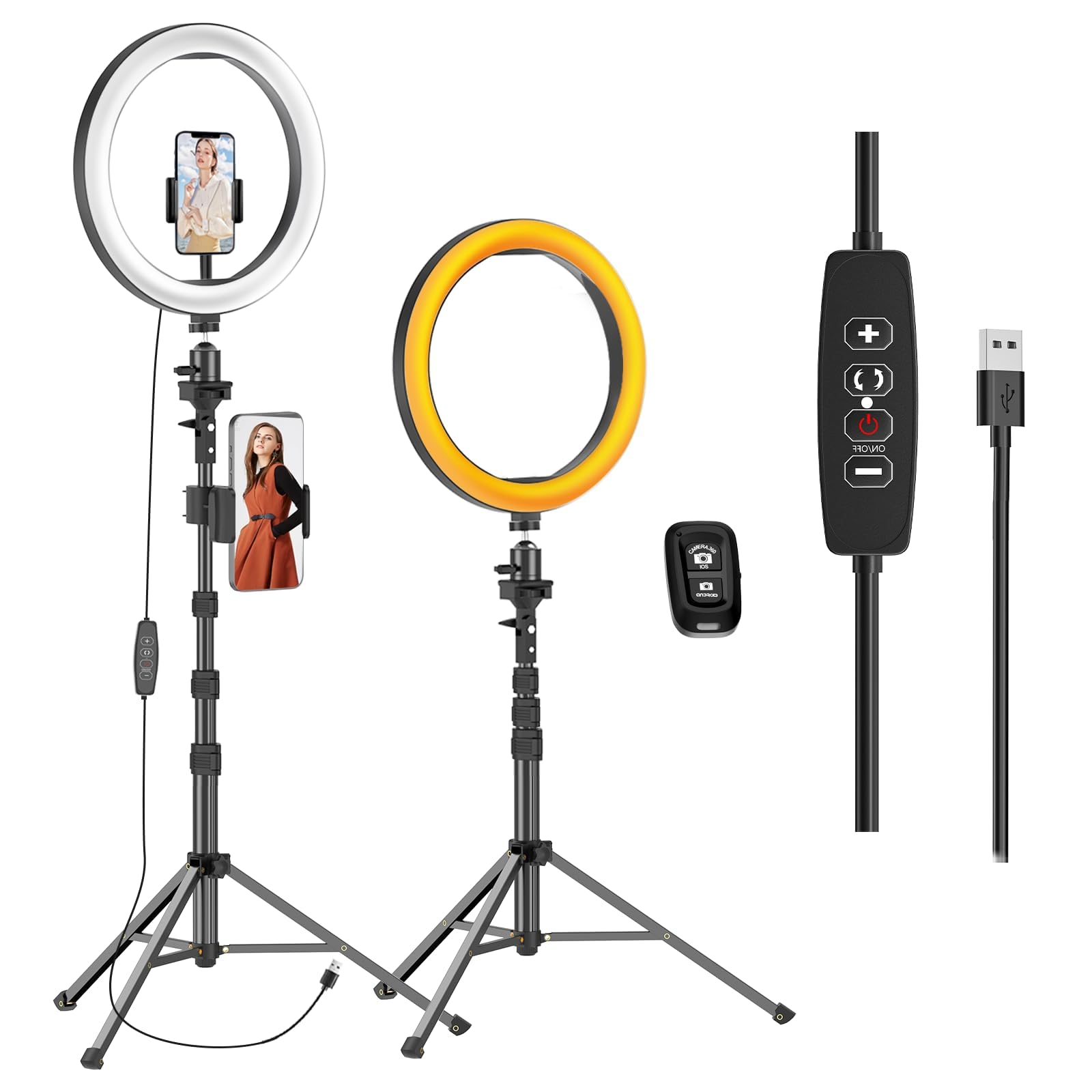 EMART 30,5 cm Ringlicht mit 139,7 cm ausziehbarem Stativ und Handyhalterung | Dimmbares LED Kreis Rund Licht für Selfie Kamera Fotografie, Make-up, YouTube Video, Vlogging, Live Streaming