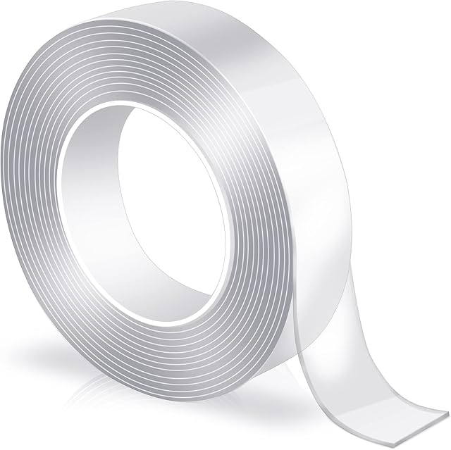DLOPK Double Sided Tape, Double Sided Sticky Tape,Clear Double Sided Tape for Indoor Installation. (1.7Meter x 2.3CM x 1MM)