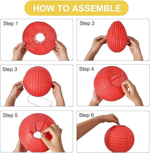 Miniatura 3 de BEISHIDA Faroles de papel redondos amarillos de 12 pulgadas, decorativos, colgantes, asiáticos, chinos, japoneses, lámpara para cumpleaños,