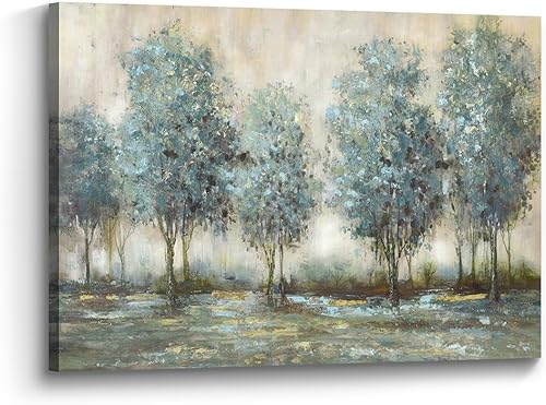 Lienzo de pintura de árbol, arte de pared, bosque texturizado, paisaje, naturaleza, árboles, paisaje, ilustración, dormitorio, sala de estar,