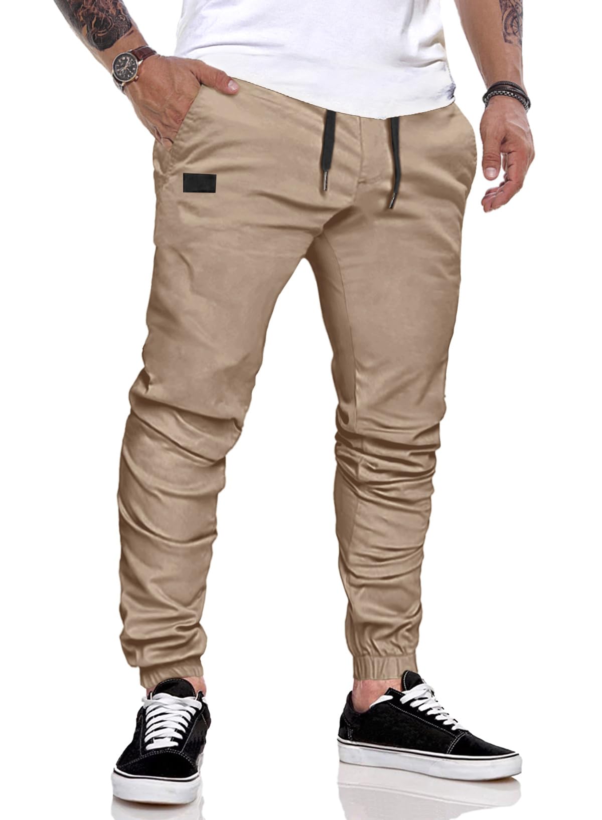 JMIERR Herren Jogginghose Baumwolle Atmungsaktive mit Stretch und Taschen | Cargohose,Jogger, Sporthose,Taille mit Kordelzug,Trainingshose Lang,Elastische,Sweatpants Herren, Freizeit und Alltag