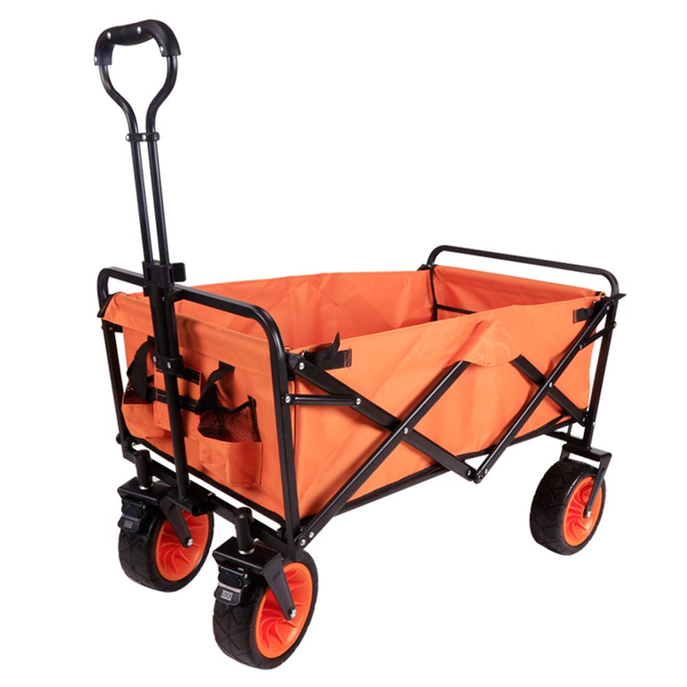 Chariot de plage de jardin pliable de 176 LB avec roues de frein et porte-gobelet pour camping