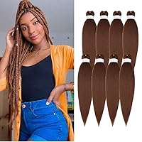 Vista 58 de ShowCoco - Extensiones de cabello trenzado preestirado profesional, 8 paquetes, 26 pulgadas, ajuste de agua caliente, textura lacia Yaki suave