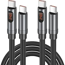 C to C Cable Fast Charging, Excgood 240W [6ft] USB-C Charge Cable with LED Display Ultra Long Type C Charger Cord for iPhone 17 16 15 iPad MacBook Pro Air Laptops Galaxy S26 S25 Android Phones, 2-Pack