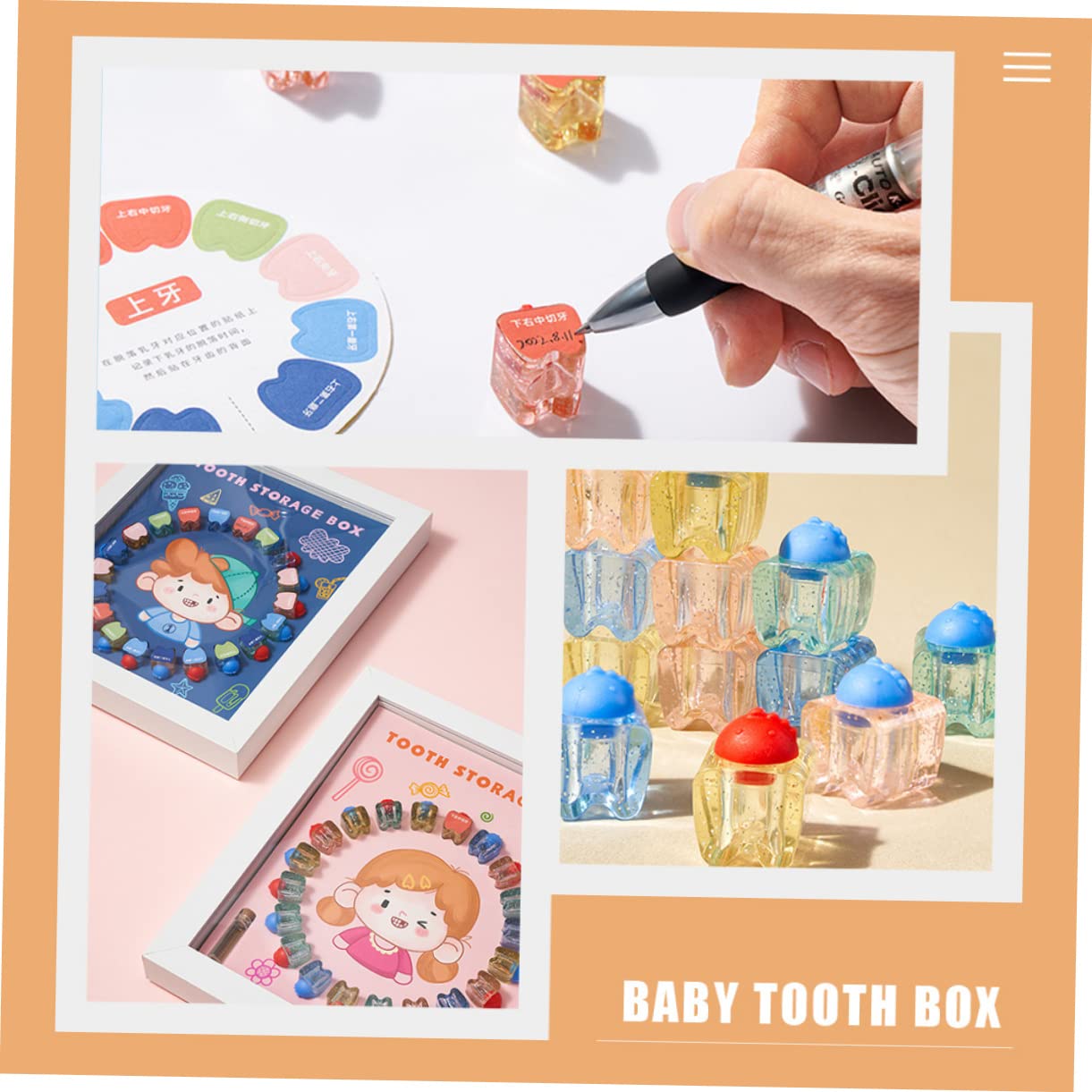 KOMBIUDA Caja de Cristal para Guardar de Bebé Contenedor para de Marco de Fotos para Recuerdo del Hada de Los Caja para El Primer Diente de Los Navidad Cumpleaños Y Año Nuevo