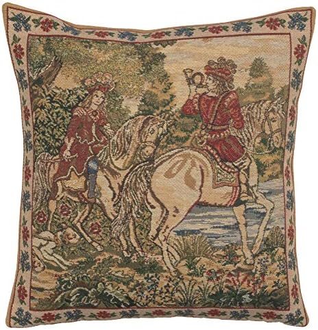 Medieval The Noble Hunt Tapestry Throw Pillow Cover 16 x 16 in