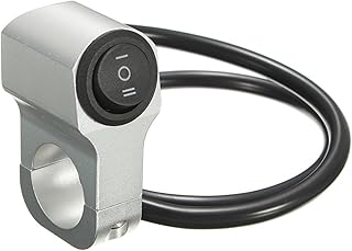 Motorcycle Switch 12V Fog Spotlight Retro Switch 22mm 7/8in Aluminum Alloy Motorcycle Handlebar Headlight Switch Three-position Waterproof Switch On Off Switch (Color : Silver)