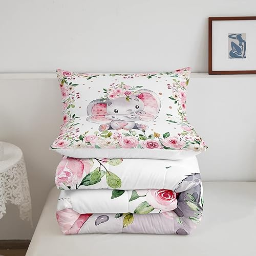 Miniatura 5 de Juego de ropa de cama de elefante para niñas y niños, bonito juego de edredón de animales salvajes, decoración de habitación, juego de edredón con