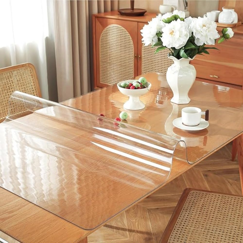 Sous-main givré 50/80/100/120 cm - Protection de table en PVC imperméable pour cuisine/bureau/commode, bord rond transparent (2 mm d'épaisseur, 40 x 120 cm)