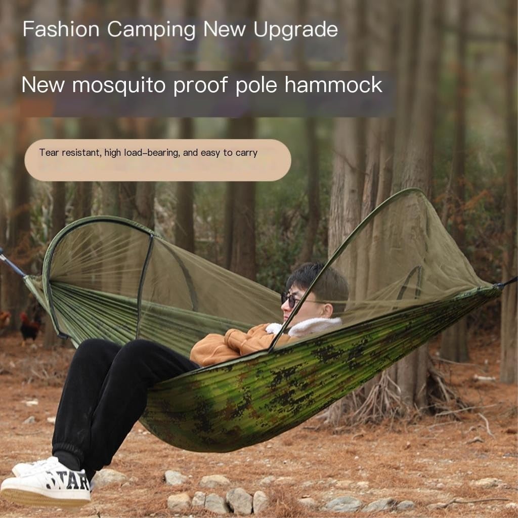 Mosquitera para Exteriores, Hamaca De Campamento con Red Poste Apertura Rápida Multicolor 260x140cm