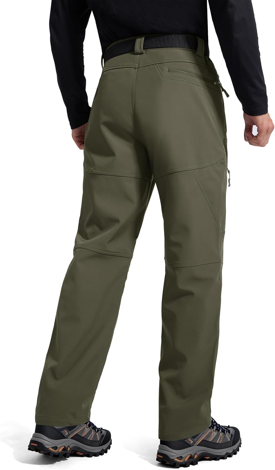 FREE SOLDIER Men's Fleece Lined Outdoor Cargo Hiking Pants Water Repellent Softshell Snow Ski Pants with Zipper Pockets - Image 2