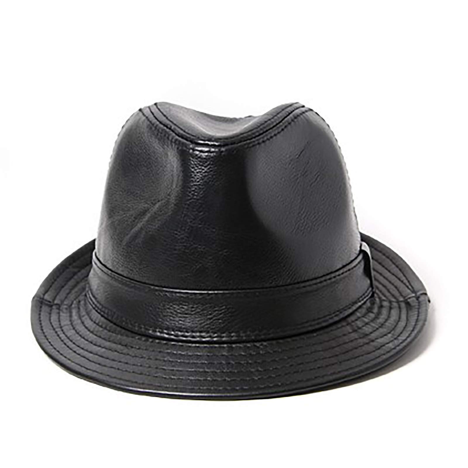 Sombreros de invierno, hombres de cuero fedoras sombrero jazz gorra de vaca ancho sombrero elegante