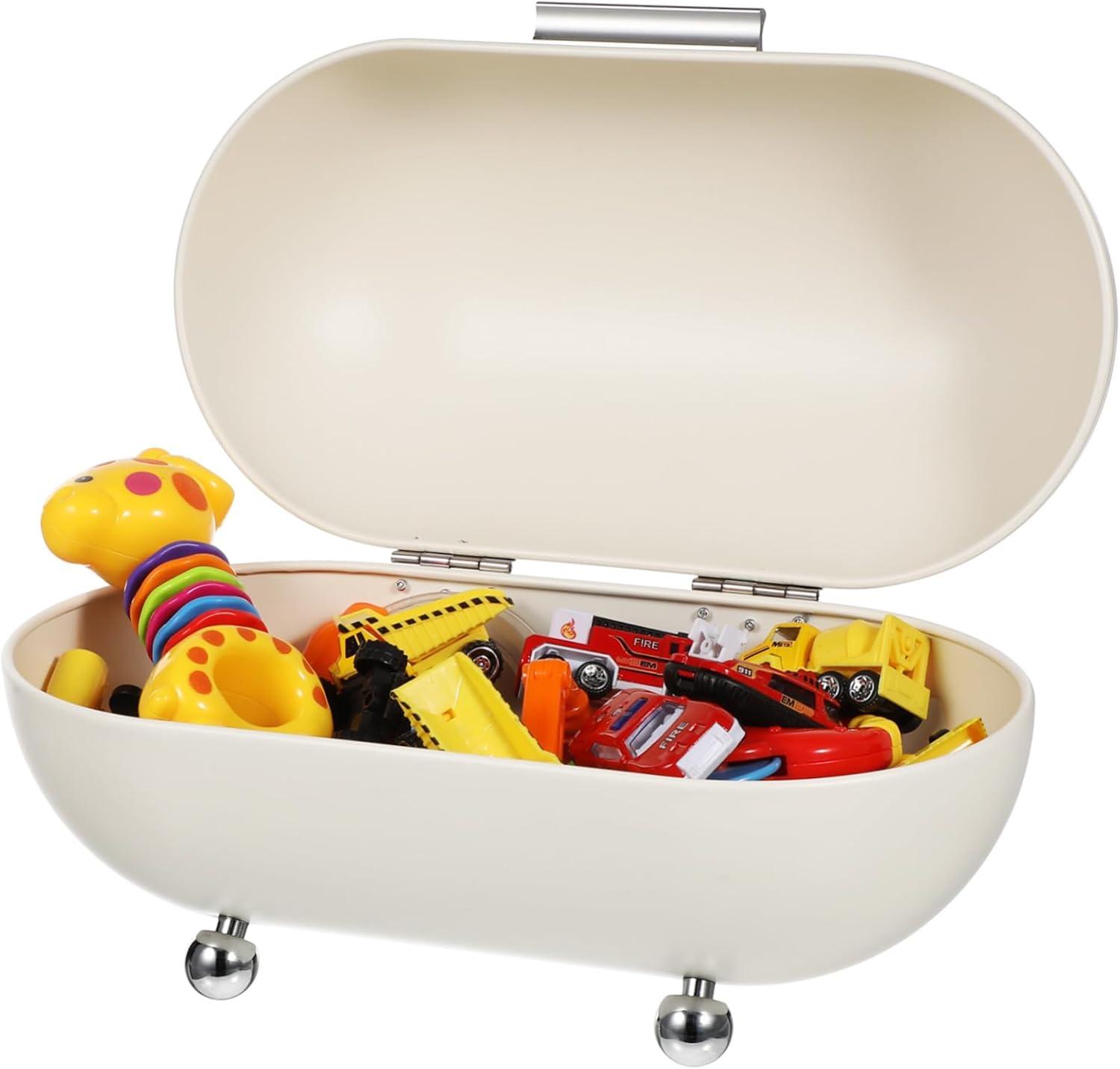 IMIKEYA Metal Bread Box Bin, 34x20cm Multi-purpose Sundries Storage Container Bread Holder Dessert Saver Dispenser, White