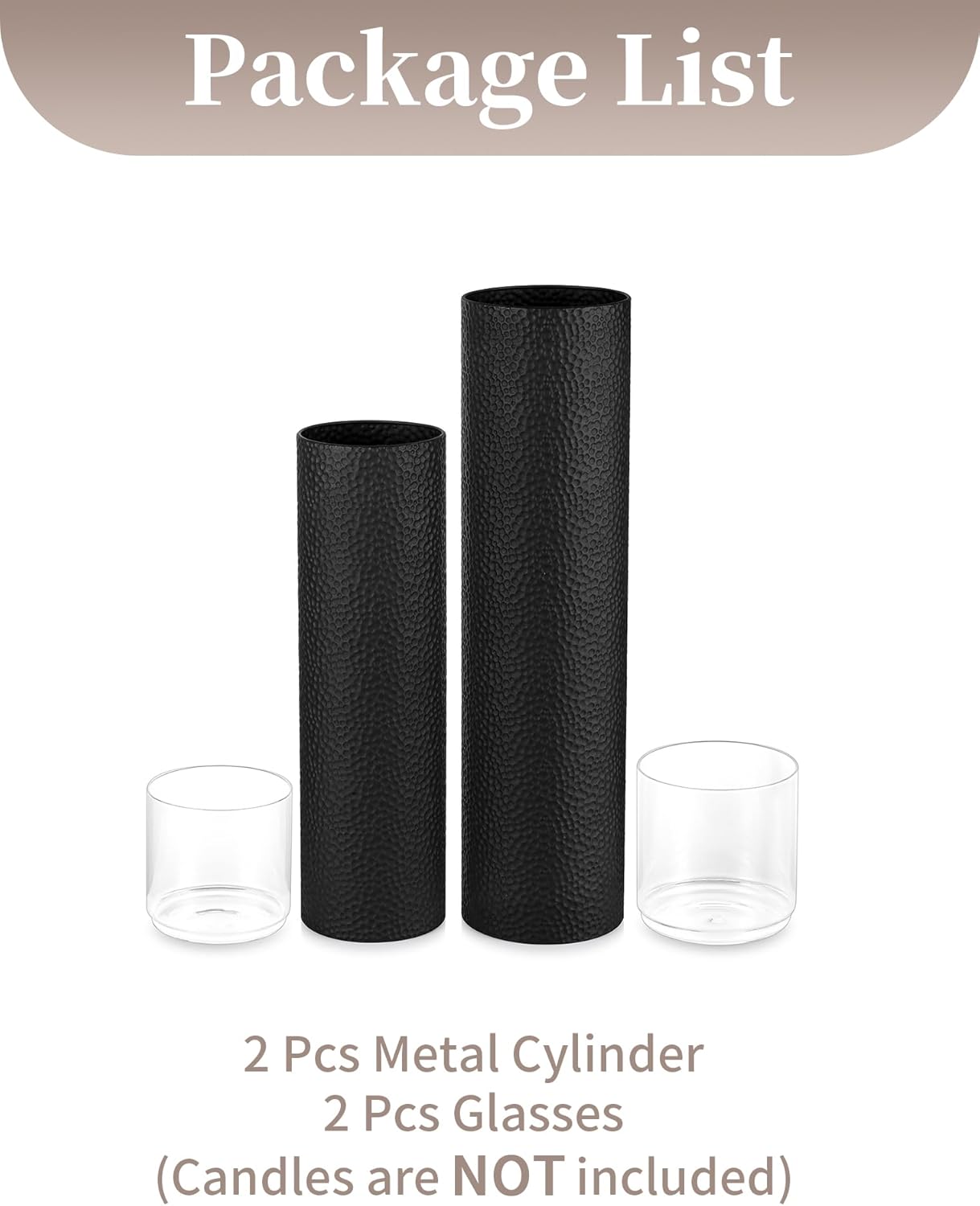 Sziqiqi Tall Floor Candle Holders: 34/27 inch Hurricane Pillar Candleholders Set of 2 for Home Decor - Large Black Cylinder Candle Stand for Outdoor Porch Living Room Fireplace