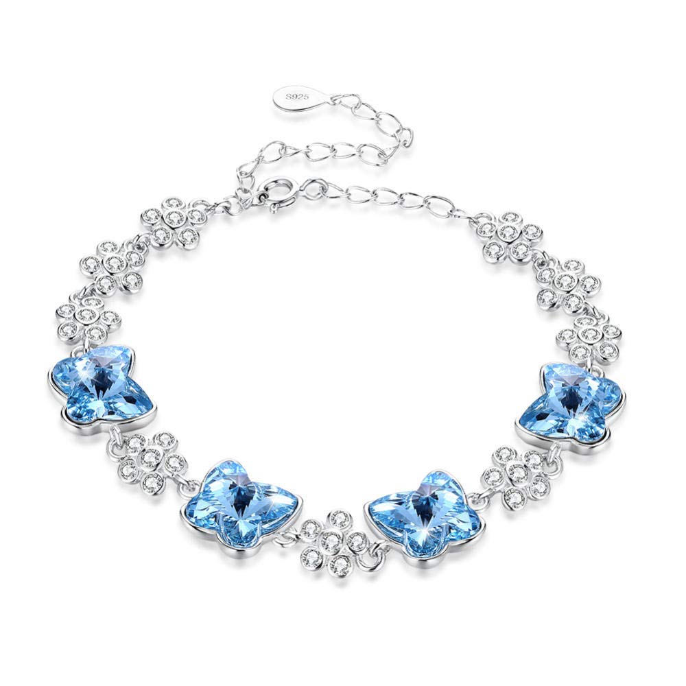para Mujeres, S925 Fashion Azul Estilo Bordado de Mariposa Bordado Dama Flor Pulsera de Ropa Personalizada Accesorios de Ropa Personalizada Joya Pulsera