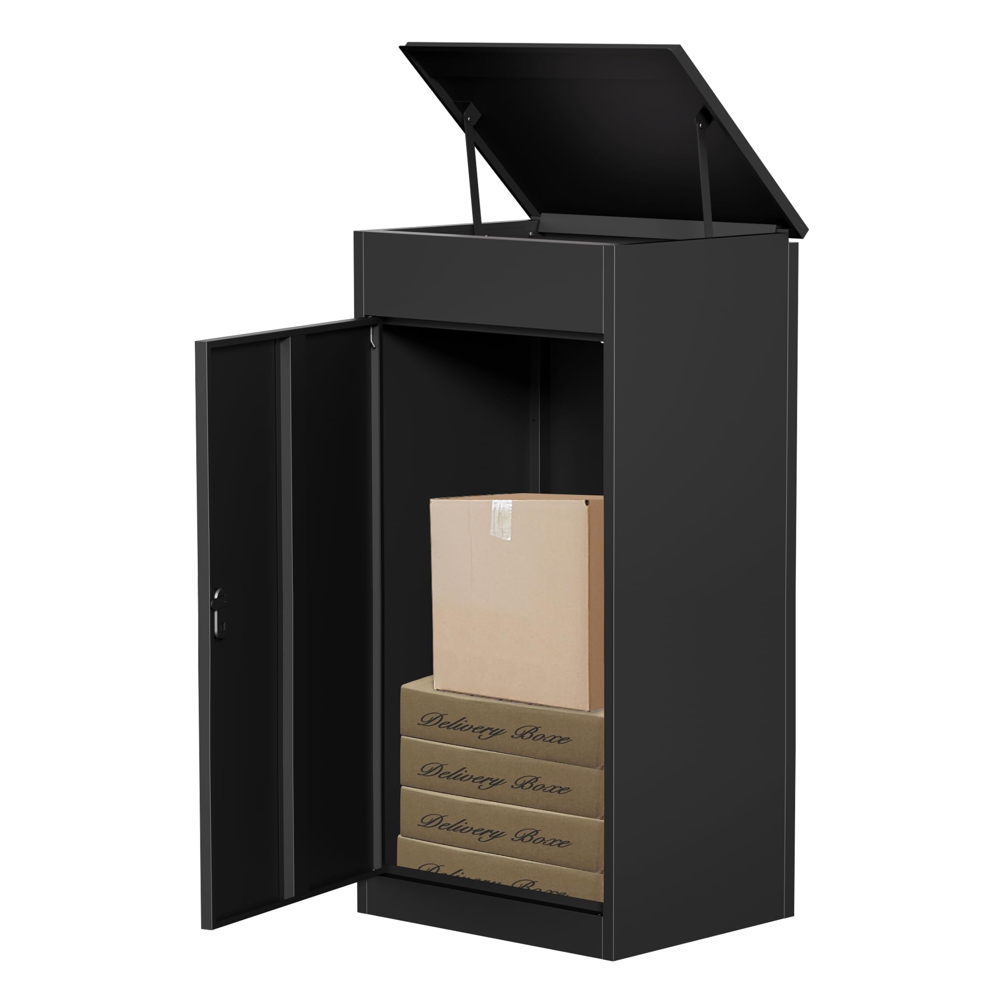 Package Delivery Boxes for Outside,Enlarged Porch Box for Packages with Coded Lock,Large Space,Waterproof,Cold-Rolled Steel Package Lock Box (19.7”x16.1”x50”)