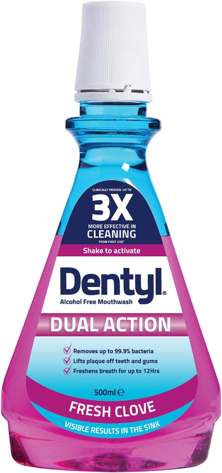Dual Action CPC Mouthwash, 12hrs Fresh Breath & Total Care, Alcohol Free, Fresh Clove, 500 ml