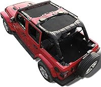 Vista 90 de Shadeidea - Parasol para Jeep Wrangler JL Unlimited (2018-2023) de 2 puertas y 4 puertas frontales, pantalla de malla negra para parasol JLU SAHARA