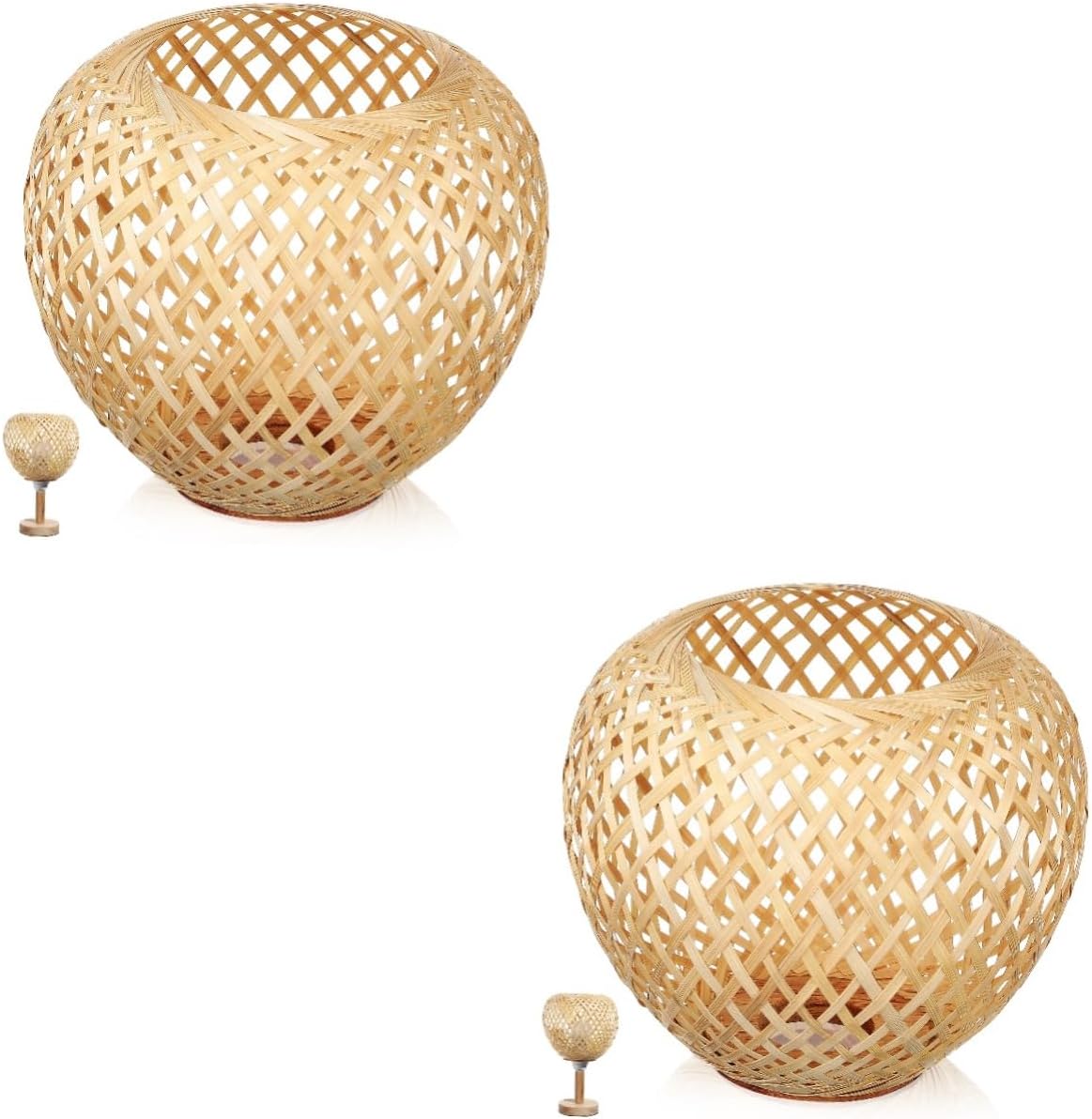 Garneck 2pcs Woven Lampshade for Ceiling Lights Natural Rattan Design Easy to Install Soft Lighting for Home Decor and Reading Spaces