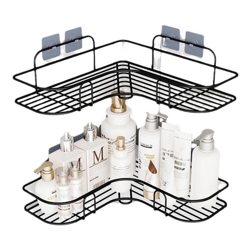 VIQUTRG Corner Shower Caddy Set -2 Pack Bathroom Organizer with Soap Dish Adhesive Storage Rack for Toiletries Shower