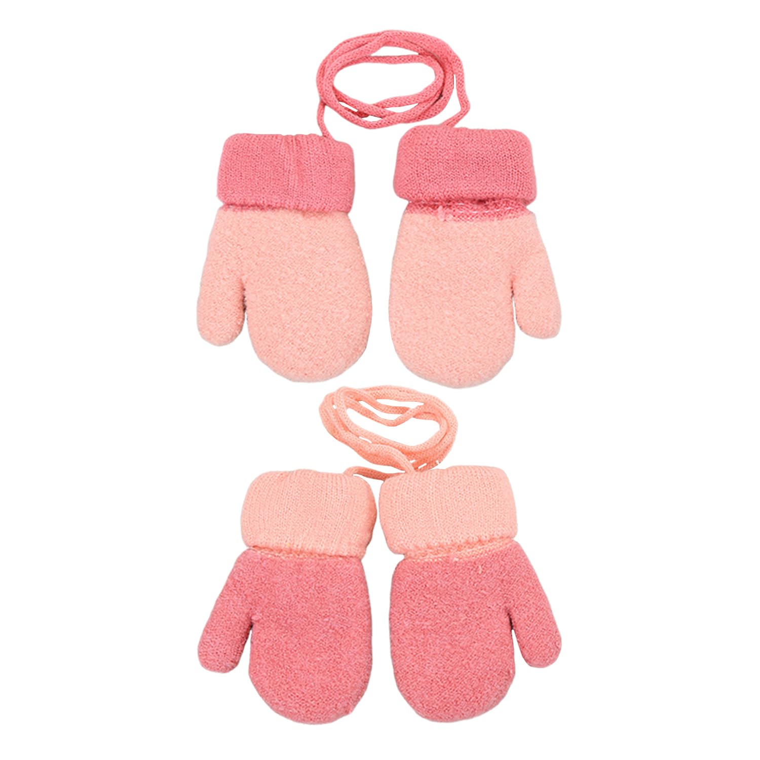 WUFGWBD 2 Pairs Of Baby Gloves, Double Thickened Gloves, Winter Warm Gloves, Gloves With Lanyard, Soft And Comfortable Gloves