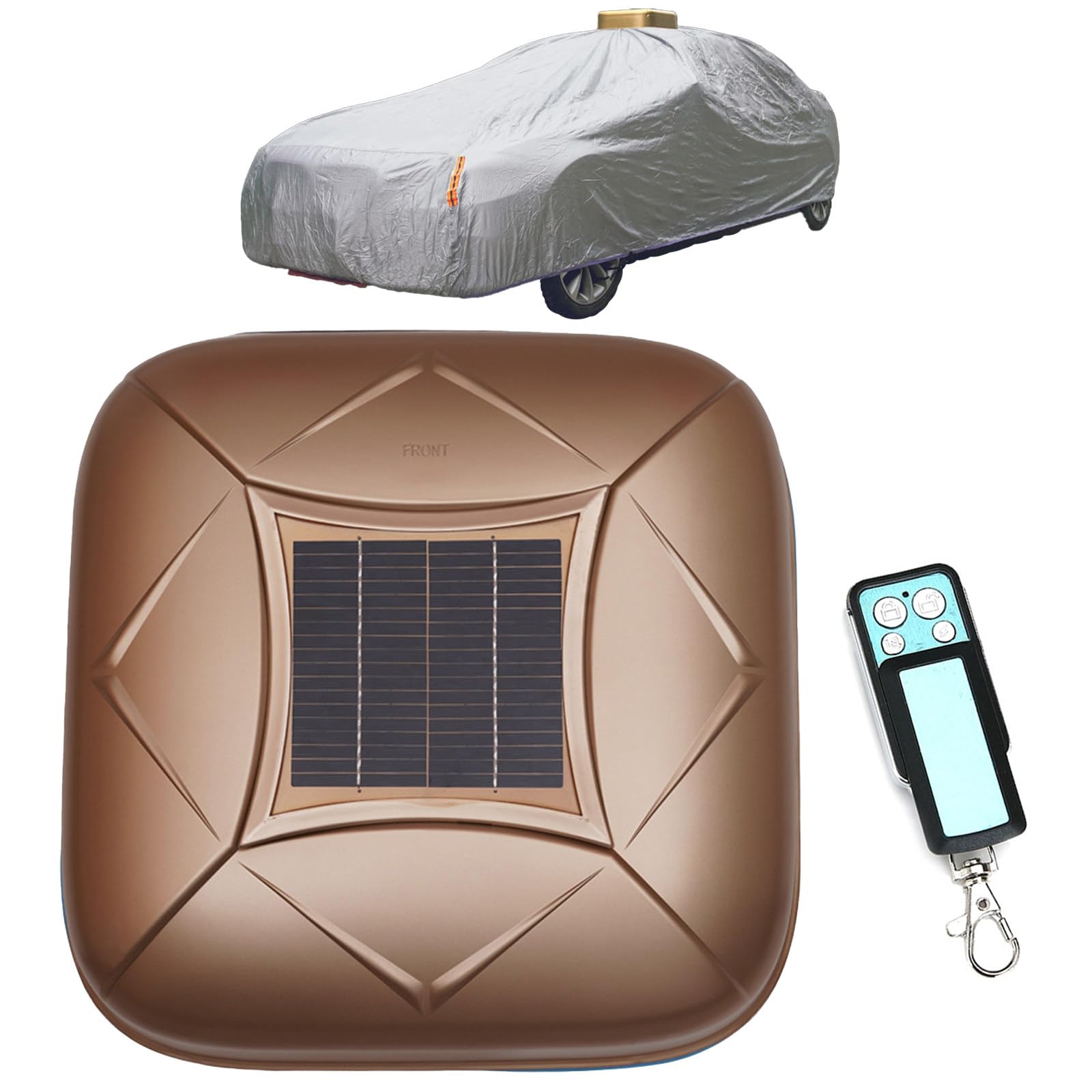 Wangyingxu Solar Automatic Car Cover with Remote Control, Quick 10s Open, All-Weather Waterproof & Sunproof, Anti-Theft Alarm, Full Coverage for Sedan SUV MPV Gold-YXXL