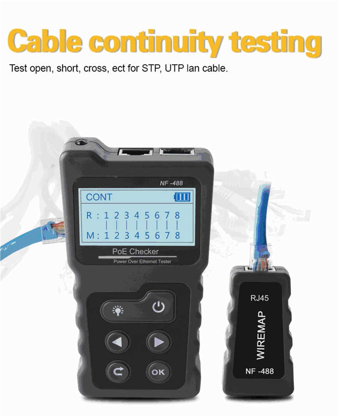 Tester per cavi di rete, Tester Per Cavi Di Rete, Corrente Online PoE Per LCD Con LAN,per cavo di rete