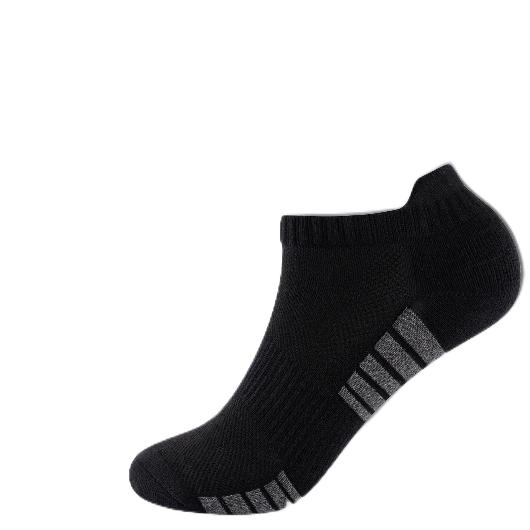 The Essentials Wardrobe Men's 6 Pairs Black Striped 6Pk Striped Foot Bottom Trainer Socks - Uk 9-11/Eu 43-45 - Black