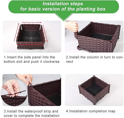 Miniatura 6 de BAOYOUNI Kit de cama de jardín elevada rectangular para interiores y exteriores, caja de cultivo maceta de plástico para verduras frescas, hierbas,