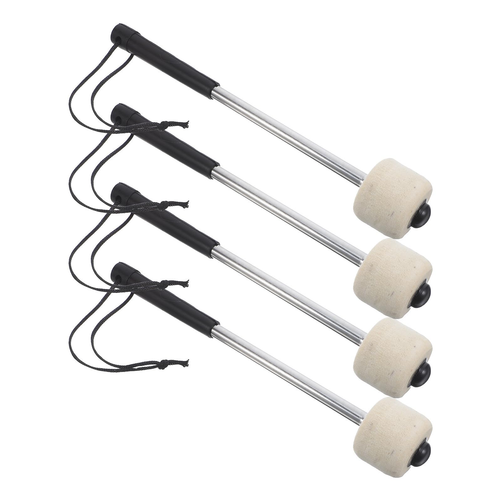 Lightweight Polished Surfaces, Smooth Edges, Wrist Strap Retention, for Professionals, Bands, Education Settings and Solo Marching Bass Drum Mallets Head Stainless Steel Felt 4pcs Percussion Sticks