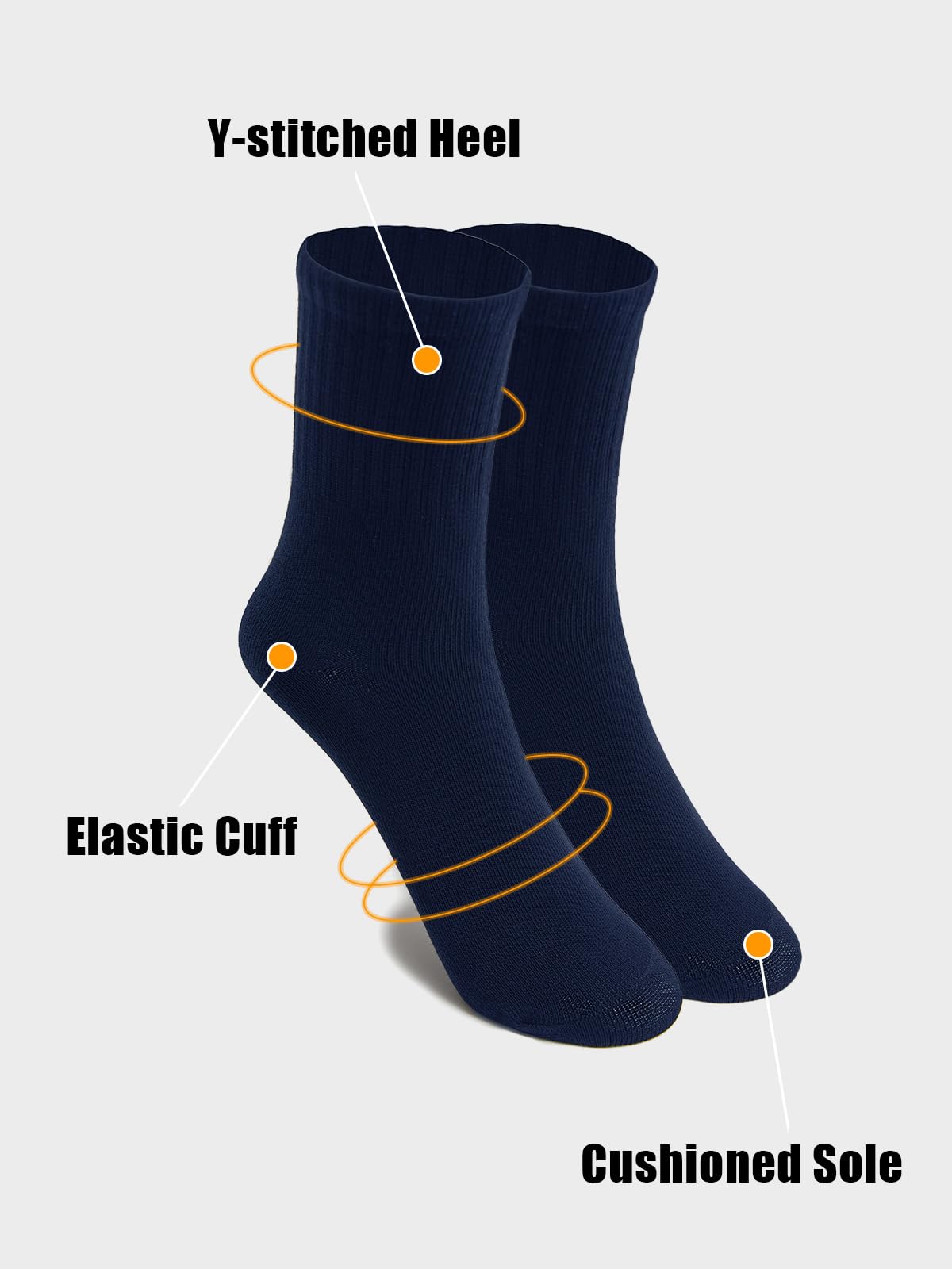 Haloumoning Boys 6-Pair Crew Socks 1-15 Years Kids Cushioned Athletic Socks Soft Running Basketball Socks