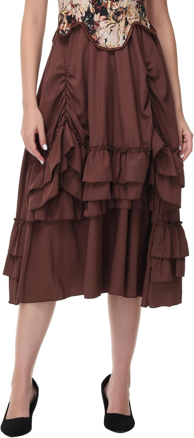 Martya dames steampunk gotische meerkleurige gelaagde chiffon zwart kant rok S-6XL, zwart, 32-34 Martya dames steampunk gotische meerkleurige gelaagde chiffon zwart kant rok S-6XL, zwart, 32-34