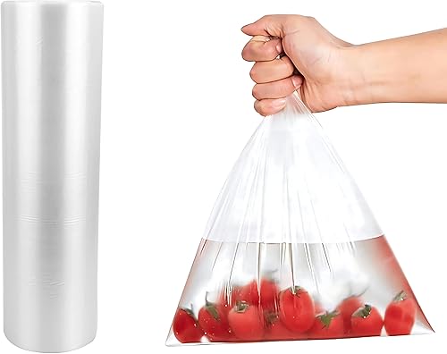 360 bolsas de plástico transparente de 12 x 20 pulgadas, reutilizables, lavables, frescuras, desechables, rollo continuo, fácil de despegar de la