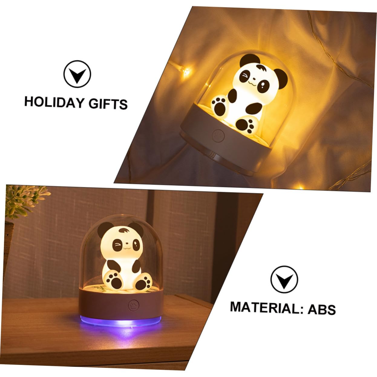 2 Piezas Lámpara Nocturna Infantil USB con Aroma Diseño Panda Luz LED Recargable para Dormitorio y Habitación