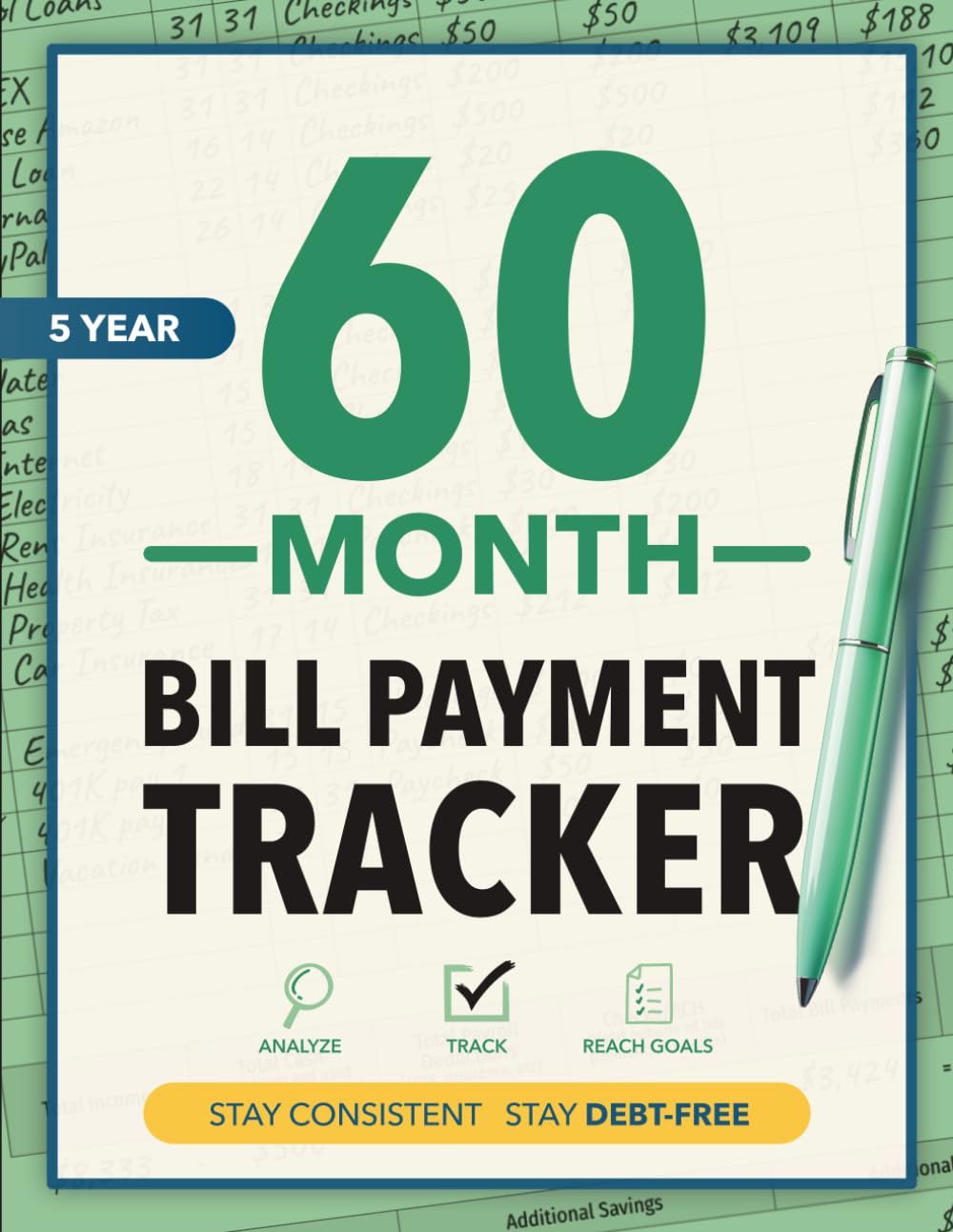 60 Month Bill Payment Tracker: 5-Year Payment Checklist Budget Planner