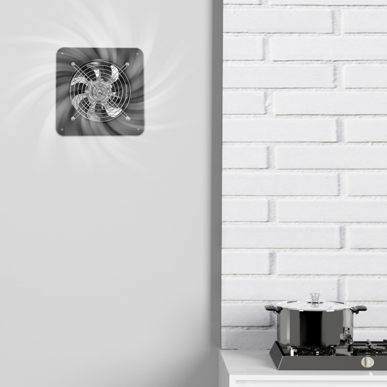 Wentylator wyciągowy 50 W, 2600 obr./min, z silnikiem miedzianym, wentylator ścienny do łazienki i kuchni – wentylator do zabudowy z klapą chroniącą przed warunkami atmosferycznymi i kratką