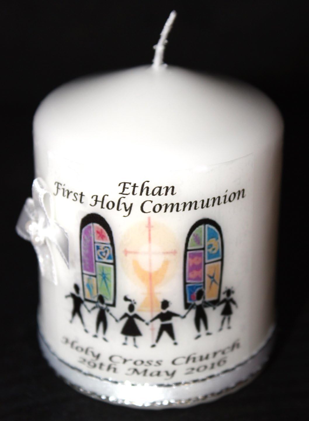 First Holy Communion Personalised 3" Pillar Candle with own Words Ideal Christian, or Catholic Gift idea