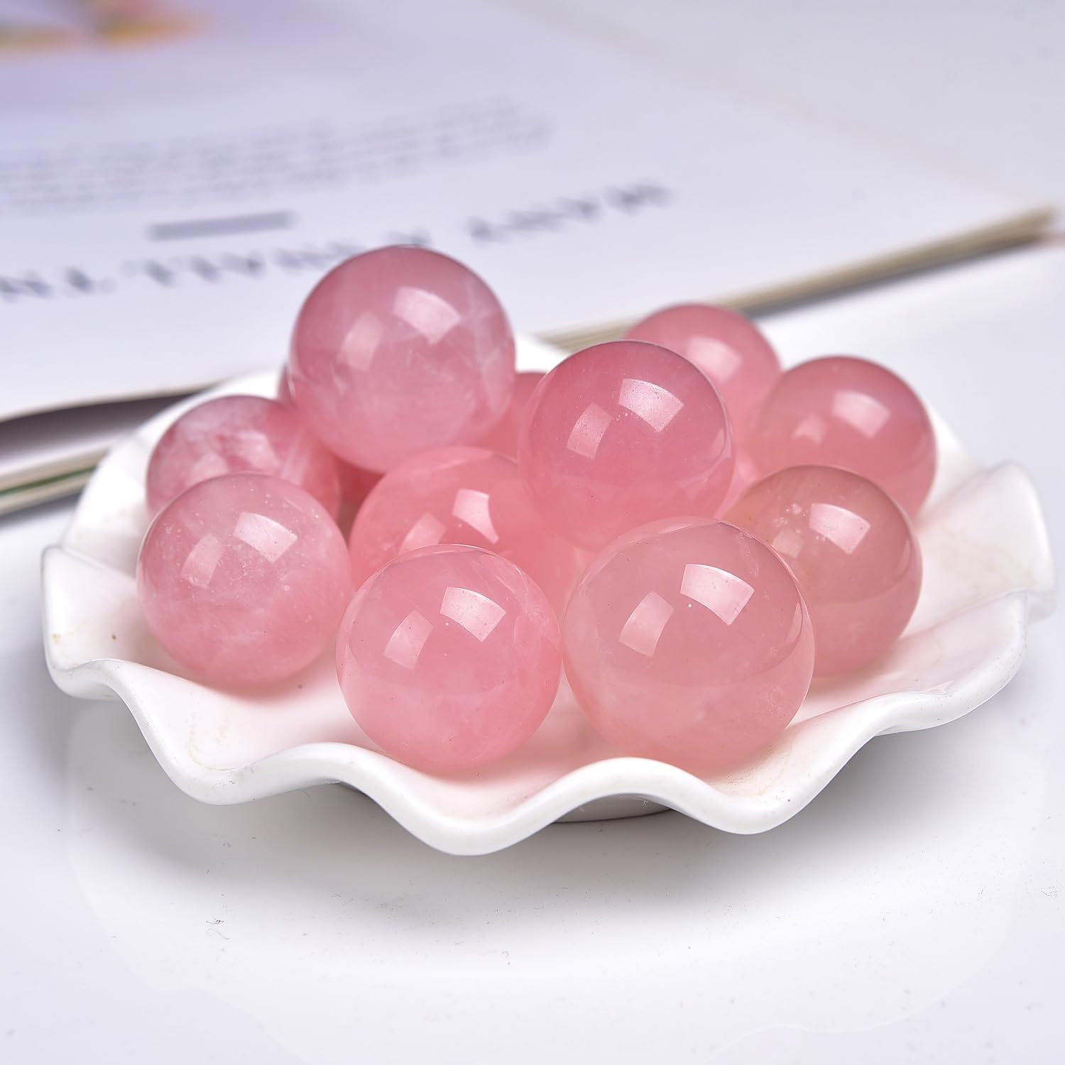 4pcs Nature Wonders Crystal Ball Sphere Rose Quartz Spheres for, Attracting Love, Palm Stones, TouchStones,24~26mm