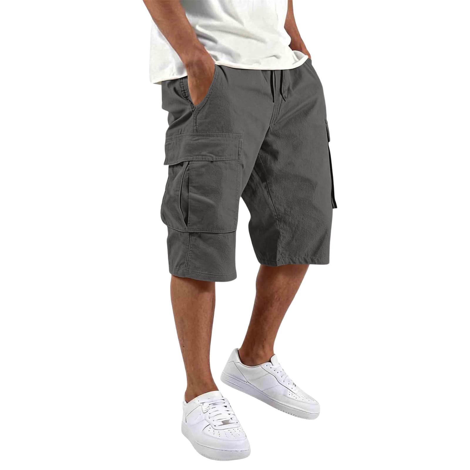 Cargo Shorts Herren Sommer Kurze Cargohose Arbeitshosen Männer Kurz Baggy Wanderhose Outdoor Shorts Arbeitsshorts mit Vielen Taschen Sweatshorts Casual Sommerhosen Freizeitshorts Herrenshorts S-4XL