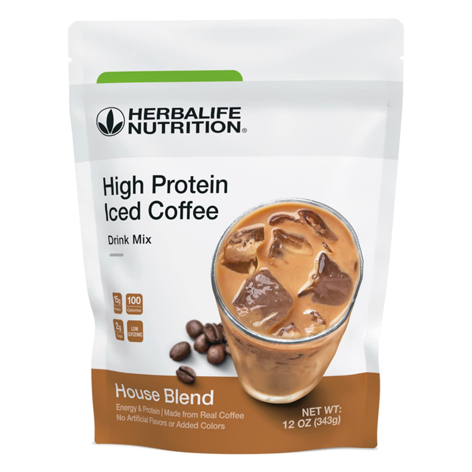 HERBALIFE NUTRITION High Protein Iced Coffee Drink Mix: (House Blend 12 oz/343g) Energy and Protein,