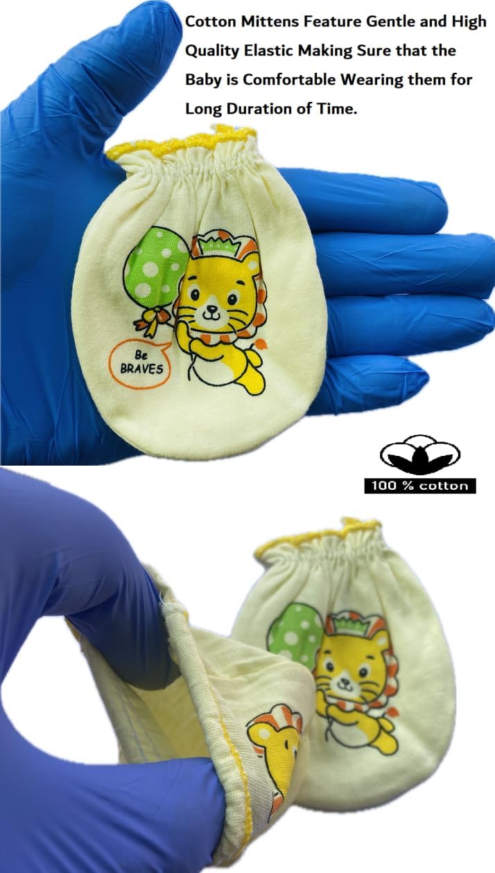 ANKIMA Babys' Cotton Soft Mittens (Multicolour) Pack of 6 (0-3 months) 1