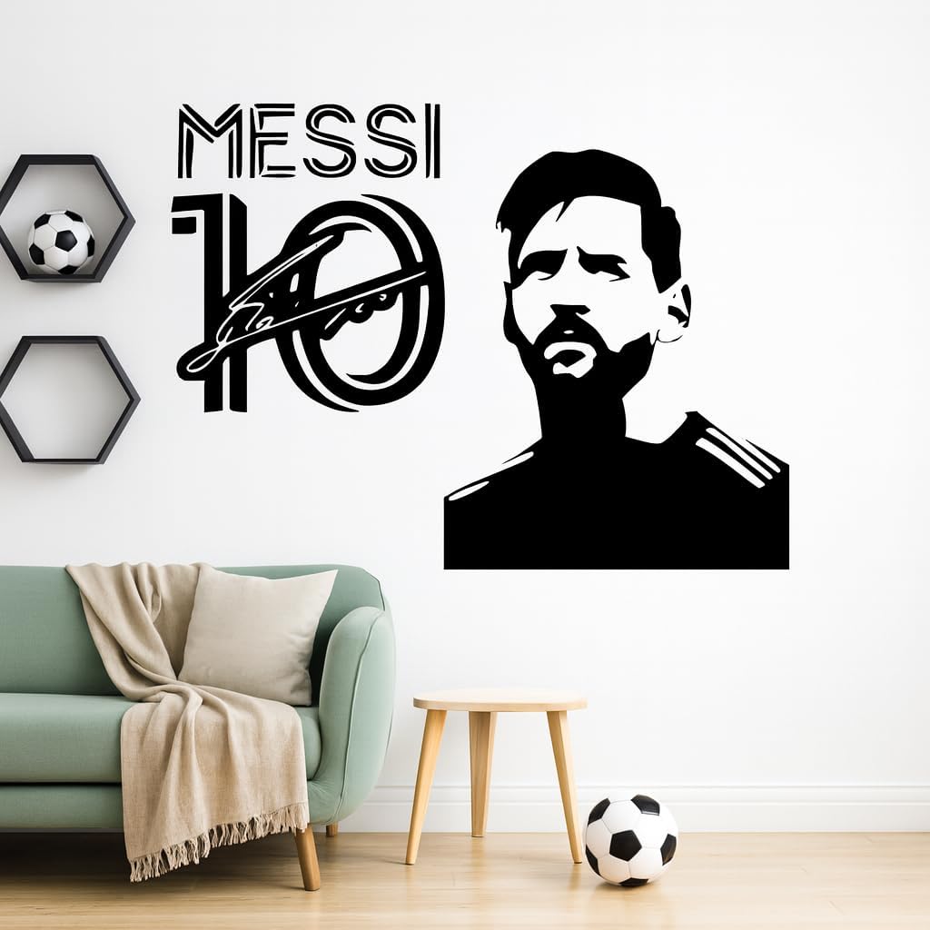 Soccer Wall Decal Vinyl Sticker – Football Player Wall Art Argentina Sports Poster Design for Kids Bedroom Playroom Gym – Removable Vinyl Decoration Mural Indoor Outdoor Home Room Decor (34"W x 26"H)