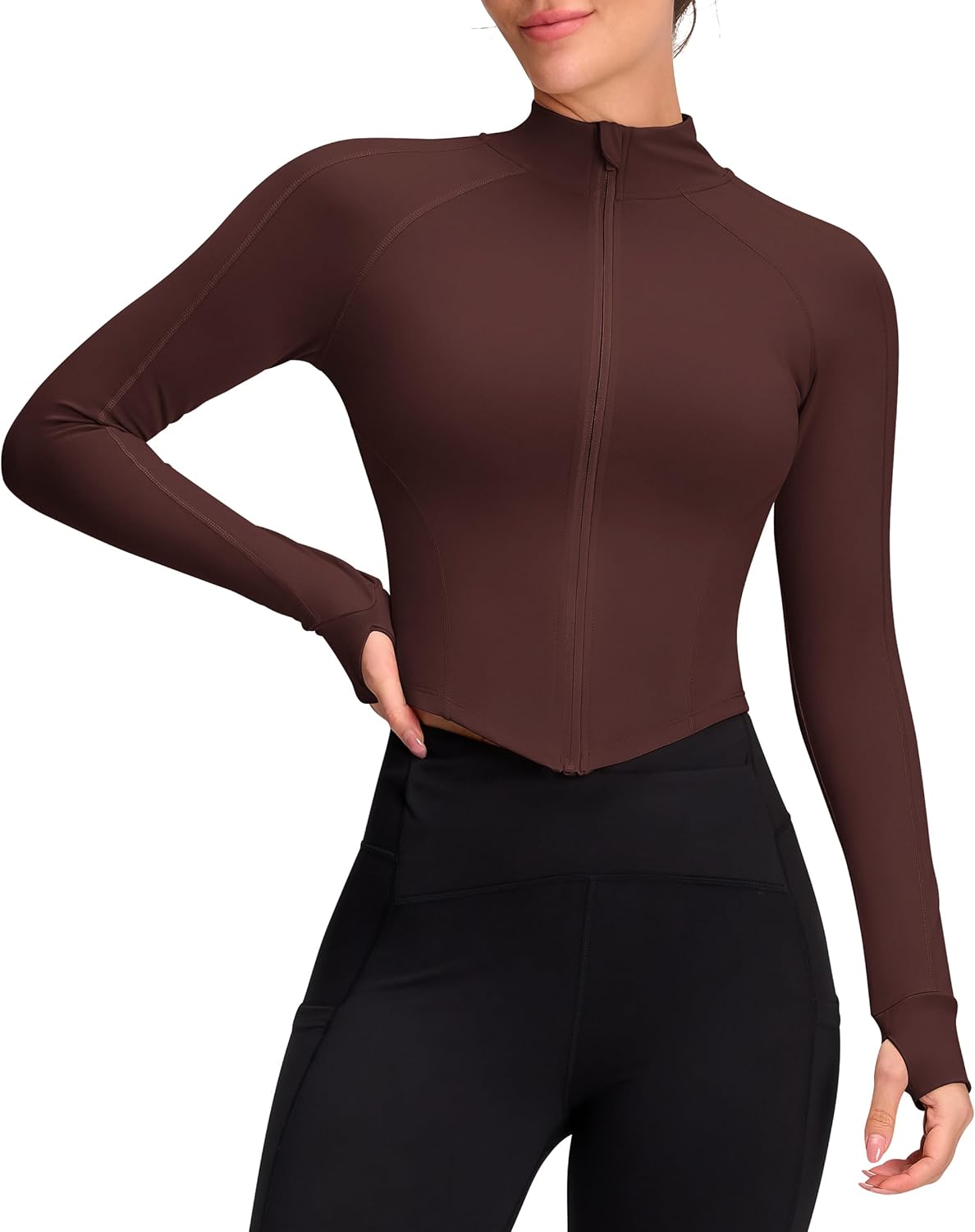 Womens Zip Up Bbl Jacket Lightweight Cropped Athletic Jacket Track Gym Workout Jackets for Running Yoga Hiking - Image 2