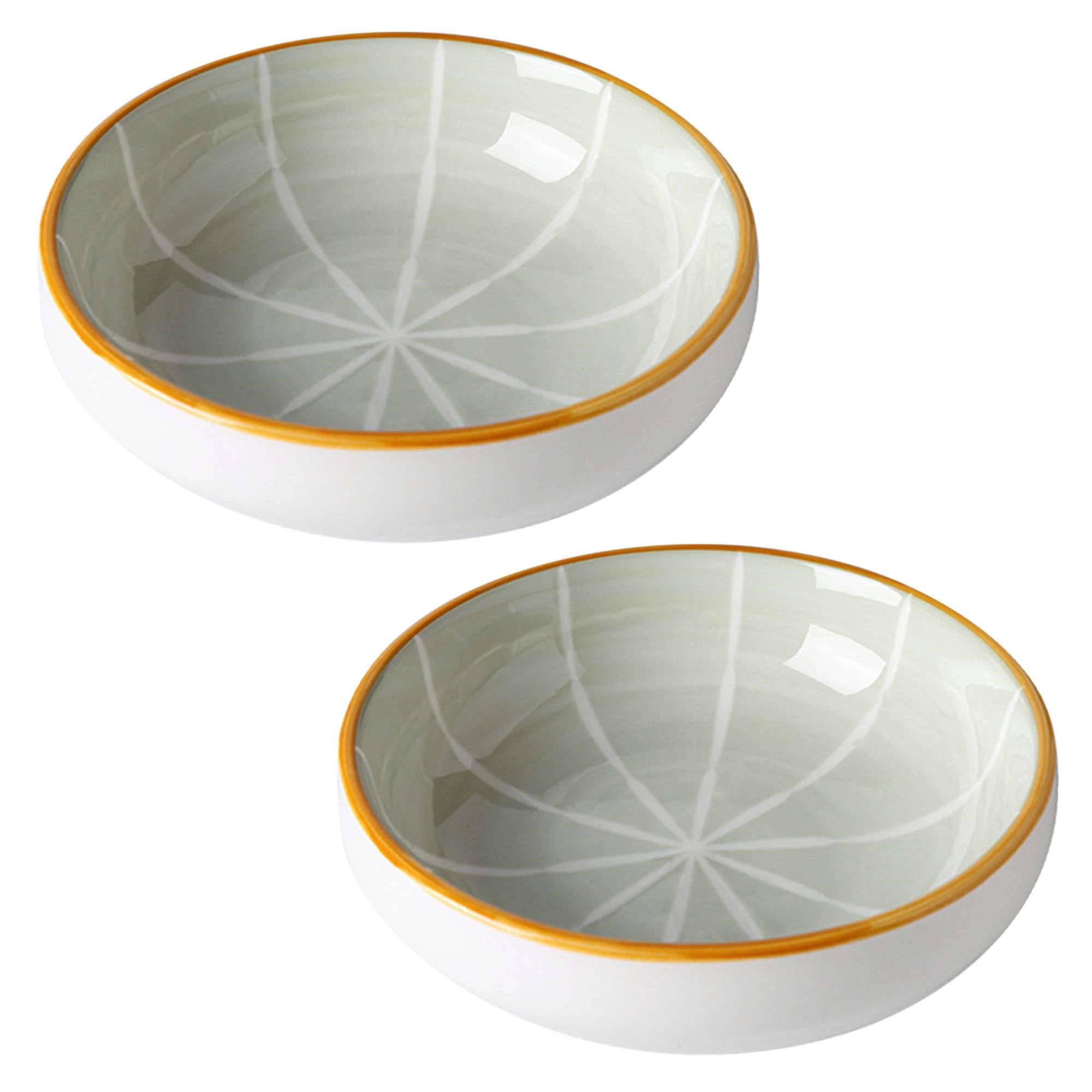 Dipschalen-Set für Sojasauce, Keramik-Dipschalen, Saucenschalen, Tapasschalen, Schalenset mit Blumenmuster für Desserts, Snacks, Grau, 6er-Set (Grau, 2er-Set)