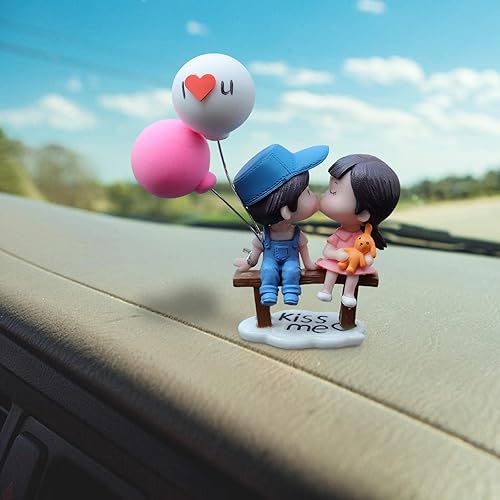 Miniatura 2 de Decoración de automóvil, estatua de figura, pareja de besos, parejas de dibujos animados, figuras de acción, para regalo para mujeres y niñas, azul