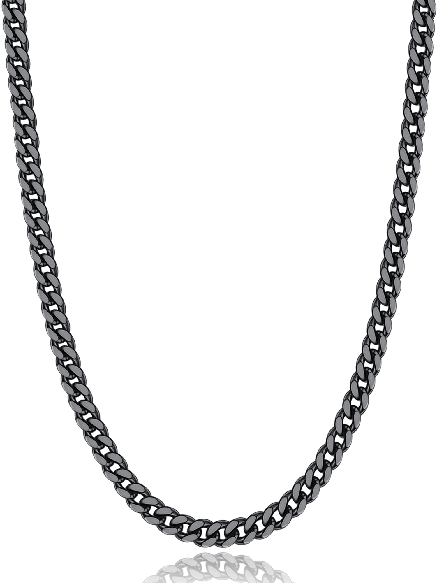 Jewlpire Silver/Black/Gold Chain for Men, Cuban Link Chain Necklace for Men Women, 4mm/6mm Mens Necklace 18K Gold Plated/316L Stainless Steel Mens