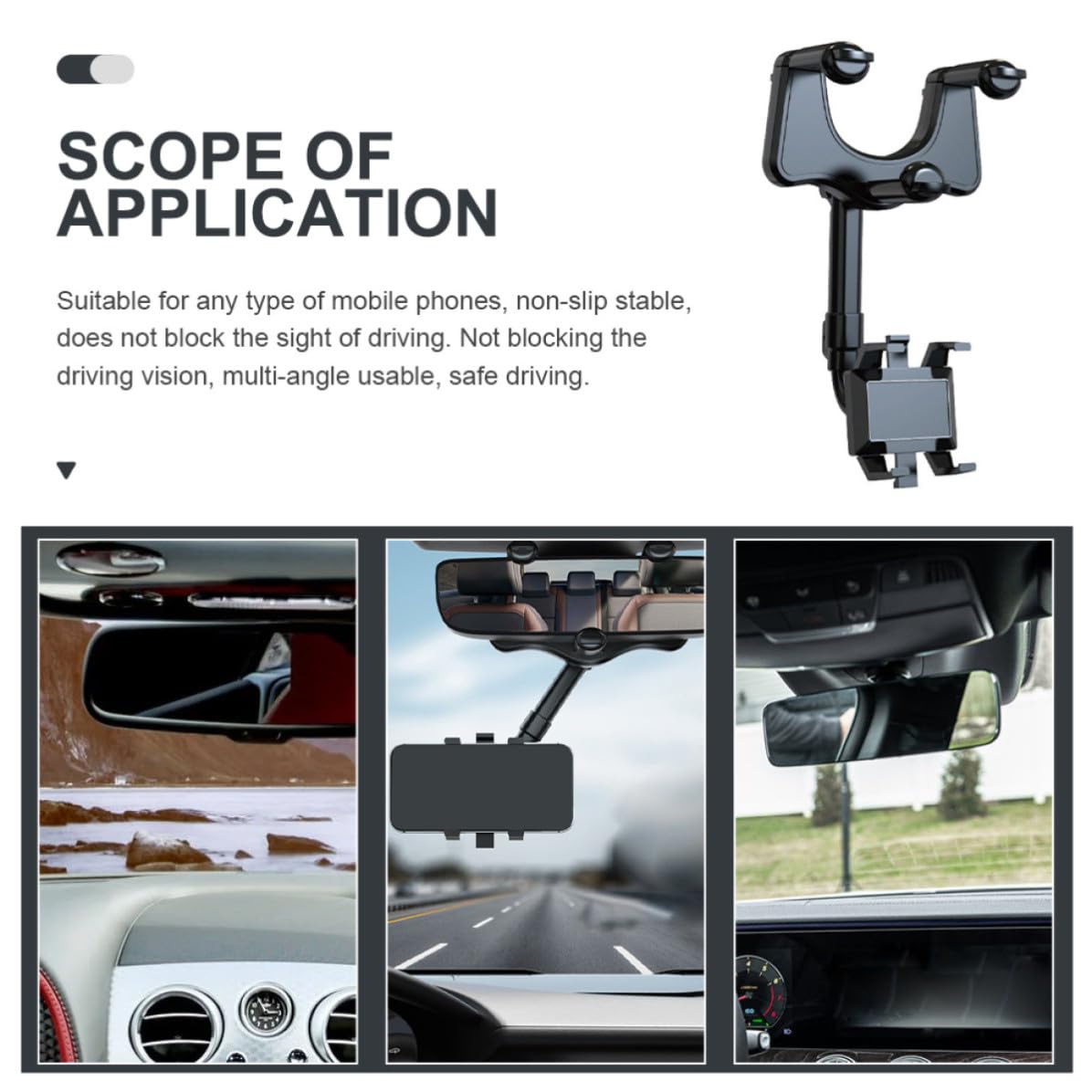 Supporto Telefono Auto Facile da Usare Nero Clip per Cruscotto in Abs e Colla Pu Supporto Multifunzionale per Navigazione Durante la Guida per Cellulare in Veicolo