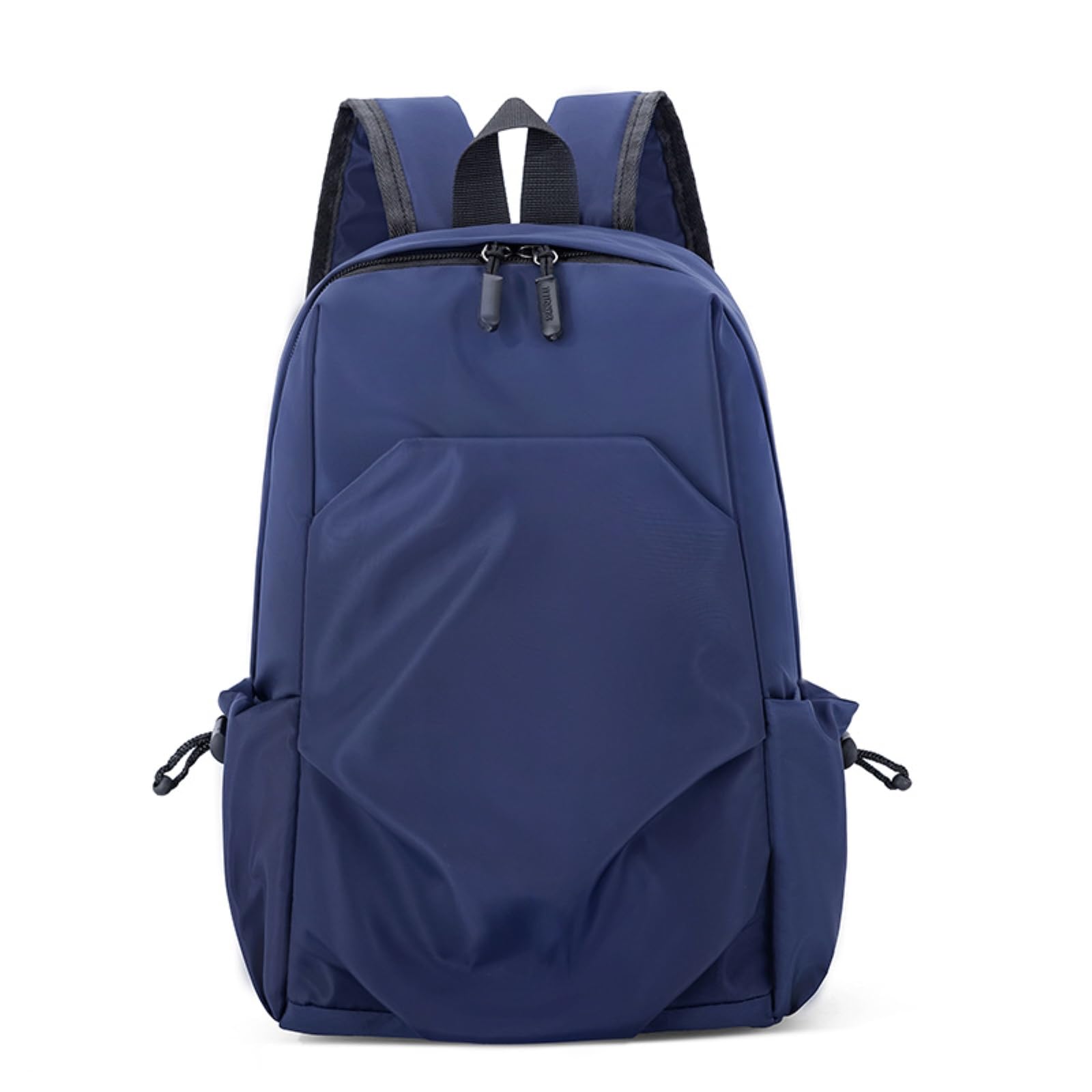Zaino da Viaggio in Nylon Resistente all'Acqua, Sacco Giorno con Cerniera del Pannello Anteriore delle Tasche Laterali della Bottiglia A Cordone per La Scuola di Lavoro-Blue