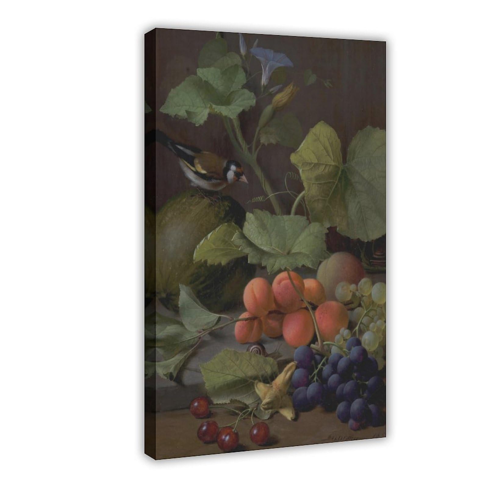 Still Life With Fruits And A Goldfinch Canvas Poster for Office Decor Gift