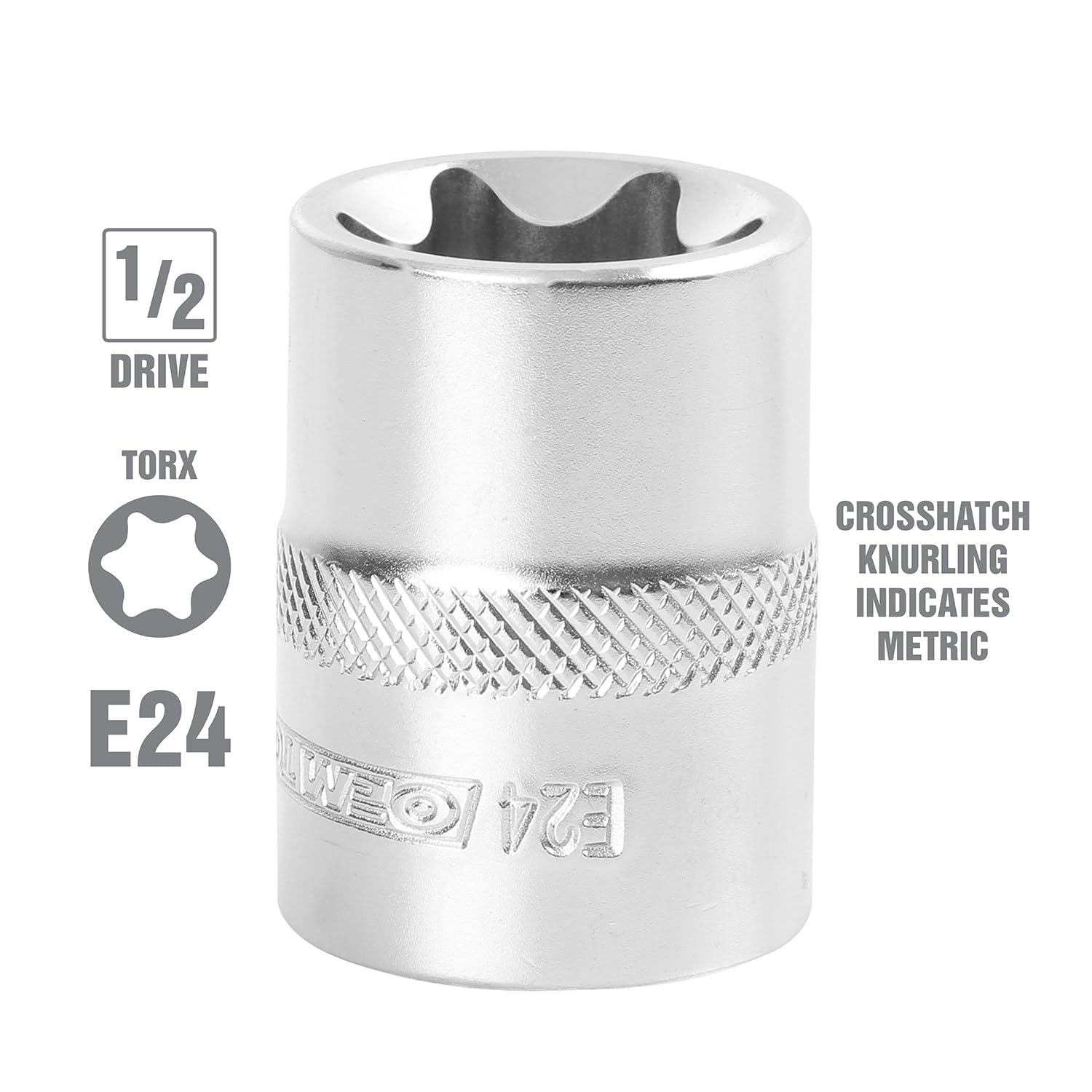 OEMTOOLS 22812 E24 External Star Socket, For Metric Socket Set, E Star, For E Sockets Set, For Chrome Socket Set, Specialty Tools For Mechanics